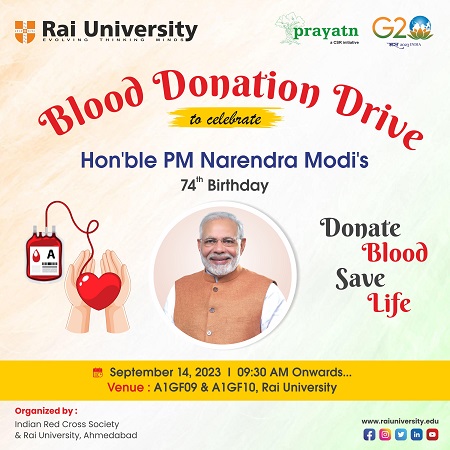 Blood Donation Drive to celebrate Hon'ble PM Narendra Modi's 74<sup>th</sup> Birthday on 14<sup>th</sup> September 2023