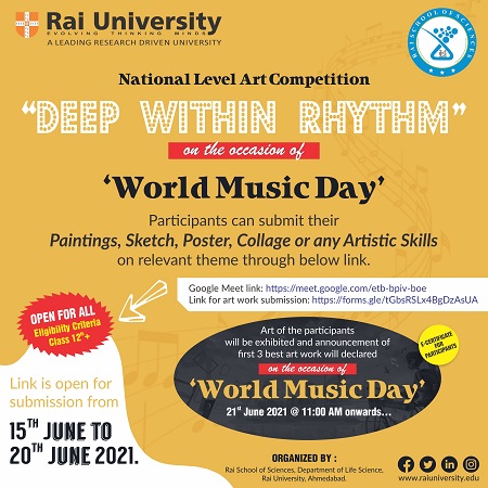 National Level Art Competition on a Theme “Deep within Rhythm” on the Occasion of ‘World Music Day’ on 15<sup>th</sup> June  to 20<sup>th</sup> June 2021