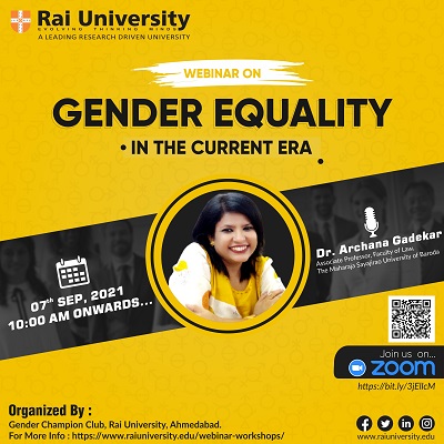Webinar on Gender Equality in Current Era on 7<sup>th </sup>September 2021