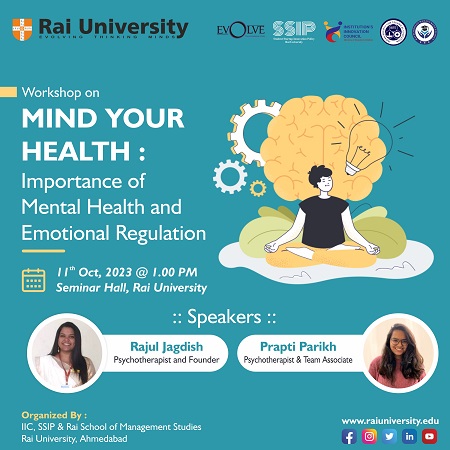Workshop on MIND YOUR HEALTH: Importance of Mental Health and Emotional Regulation on 11<sup>th</sup> Oct, 2023
