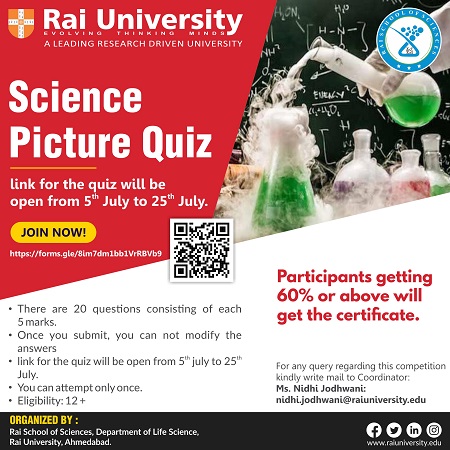 Science Picture Quiz on 5<sup>th</sup> to 25<sup>th</sup> July, 2021
