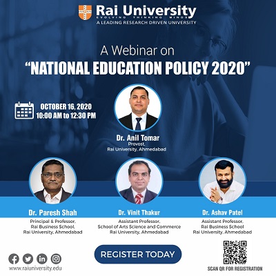 Webinar on National Education Policy 2020 on 16 oct 2020