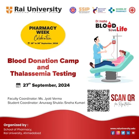 Pharmacy Week Celebration - Blood Donation Camp and Thalassemia Testing on 27<sup>th</sup> September, 2024